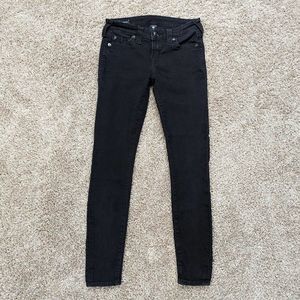 True Religion Womens Halle Jeans Mid Rise Super Skinny Sz 27 Black Stretch Pants